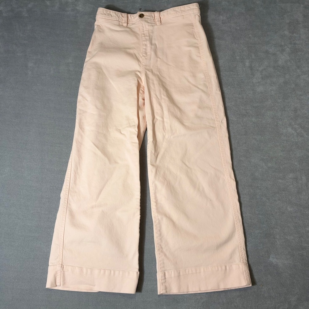 Gap High Rise Wide Leg Chino Pants Light Pink Cropped Size 6 442191-00